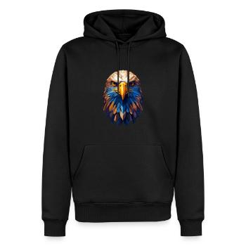 Tête d’aigle aigle pygargue à tête blanche polygone - Sweat à capuche Premium bio Homme - noir - Devant - Nico (187cm)