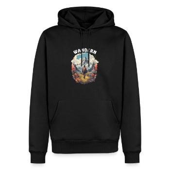Wandern Ziel die Alpenüberquerung - Männer Premium Bio Hoodie - Schwarz - Vorne - Nico (187cm)