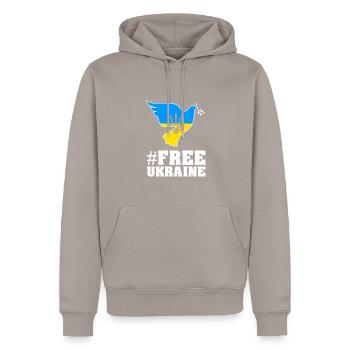 Ukraine - Männer Premium Bio Hoodie - Taupe - Vorne - Nico (187cm)