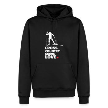 J’adore le ski de fond élégant - Sweat à capuche Premium bio Homme - noir - Devant - Nico (187cm)
