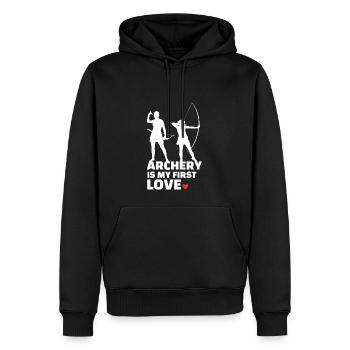 Ich Liebe Bogenschießen Stylish Bogenschießen - Männer Premium Bio Hoodie - Schwarz - Vorne - Nico (187cm)