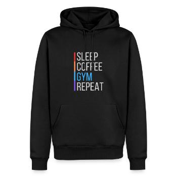 coffee gym funny - Men’s Premium Organic Hoodie - black - Front - Nico (187cm)
