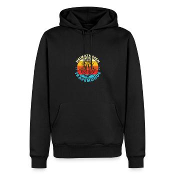 Heimathafen Travemünde - Lübecks Tochter - Männer Premium Bio Hoodie - Schwarz - Vorne - Nico (187cm)