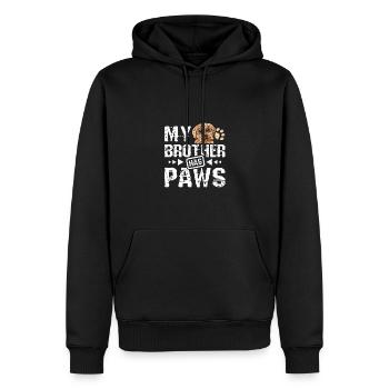 My brother has paws yorkie - Men’s Premium Organic Hoodie - black - Front - Nico (187cm)