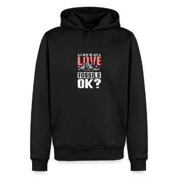 Paleontologist I just really love fossils ok? - Männer Premium Bio Hoodie - Schwarz - Vorne - Nico (187cm)