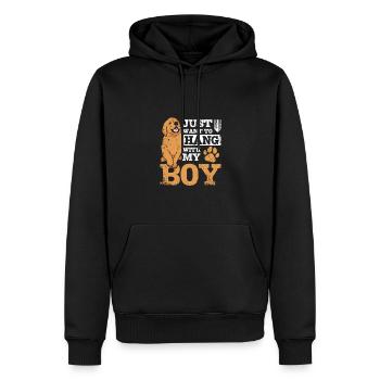Just want to hang with my Golden Retriever boy - Männer Premium Bio Hoodie - Schwarz - Vorne - Nico (187cm)