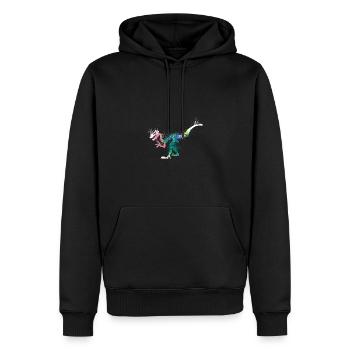 Splash art Dinosaur velociraptor skeleton - Männer Premium Bio Hoodie - Schwarz - Vorne - Nico (187cm)