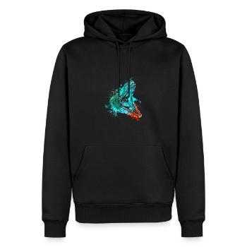Splash art Marine Dinosaur mosasaurus tête - Sweat à capuche Premium bio Homme - noir - Devant - Nico (187cm)