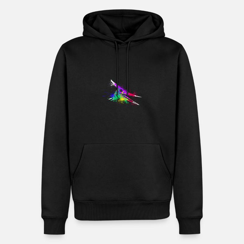 Splash art Dinosaur pterosaurs head - Männer Premium Bio Hoodie - Schwarz