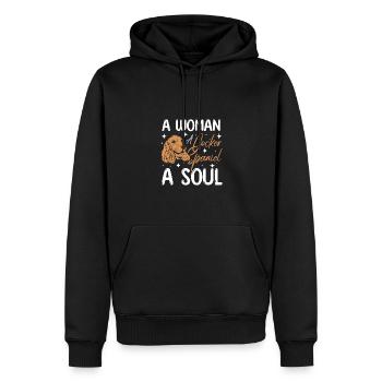 A woman a cocker spaniel a soul - Men’s Premium Organic Hoodie - black - Front - Nico (187cm)