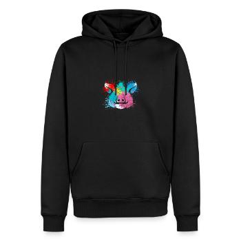 Splash Art Farm coloré animaux tête de cochon - Sweat à capuche Premium bio Homme - noir - Devant - Nico (187cm)