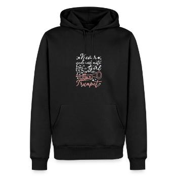 Ne sous-estimez jamais une fille avec une trompette - Sweat à capuche Premium bio Homme - noir - Devant - Nico (187cm)