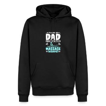Fathers day dad of a awesome Massage therapist - Männer Premium Bio Hoodie - Schwarz - Vorne - Nico (187cm)