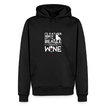 Pet my beagle and drink wine - Men’s Premium Organic Hoodie - black - Front - Nico (187cm)