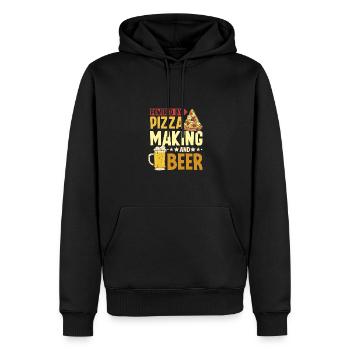 Alimenté par la fabrication de pizzas et de bières - Sweat à capuche Premium bio Homme - noir - Devant - Nico (187cm)