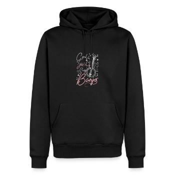 Des filles cool jouent du banjo - Sweat à capuche Premium bio Homme - noir - Devant - Nico (187cm)