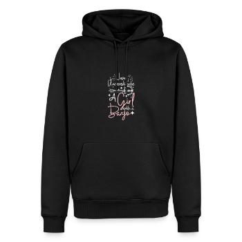 Ne sous-estimez jamais une fille avec un banjo - Sweat à capuche Premium bio Homme - noir - Devant - Nico (187cm)