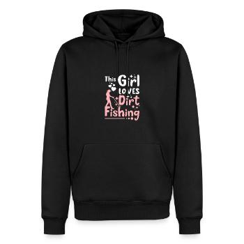 This girl loves dirty fishing - Männer Premium Bio Hoodie - Schwarz - Vorne - Nico (187cm)