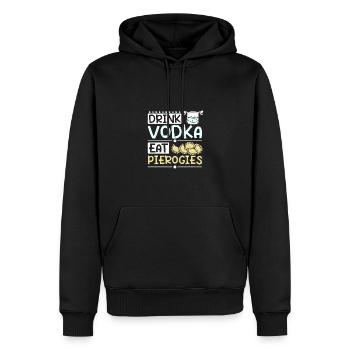 Boire de la vodka, manger des pierogies - Sweat à capuche Premium bio Homme - noir - Devant - Nico (187cm)