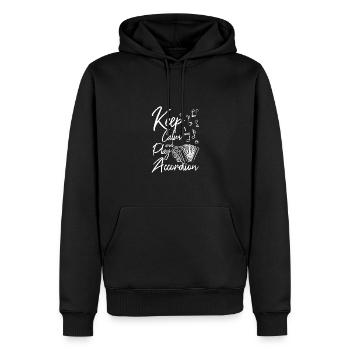 Keep calm and play accordion - Männer Premium Bio Hoodie - Schwarz - Vorne - Nico (187cm)