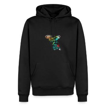 Splash art faucon faucon fauconnier - Sweat à capuche Premium bio Homme - noir - Devant - Nico (187cm)