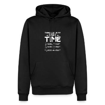 Ce que je fais pendant mon temps libre, jouer de la flûte à bec - Sweat à capuche Premium bio Homme - noir - Devant - Nico (187cm)