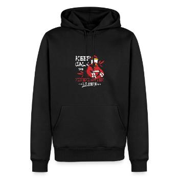 Restez calme, le pompier est là - Sweat à capuche Premium bio Homme - noir - Devant - Nico (187cm)