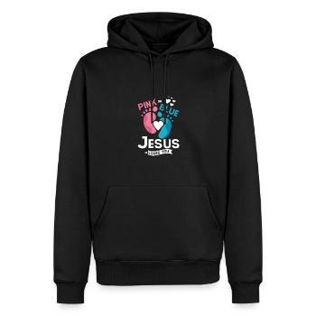 Pink or blue jesus loves you Gender Reveal - Männer Premium Bio Hoodie - Schwarz - Vorne - Nico (187cm)