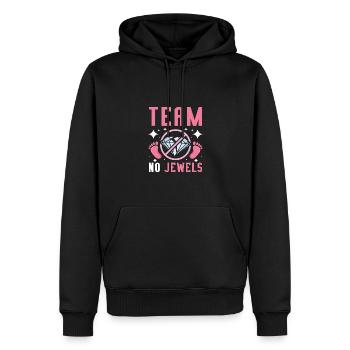 Gender Reveal Team girl team no jewels - Männer Premium Bio Hoodie - Schwarz - Vorne - Nico (187cm)