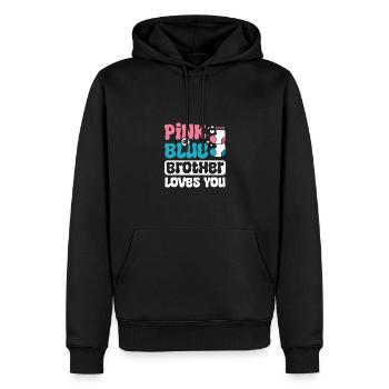 Le frère rose ou bleu t’aime - Sweat à capuche Premium bio Homme - noir - Devant - Nico (187cm)