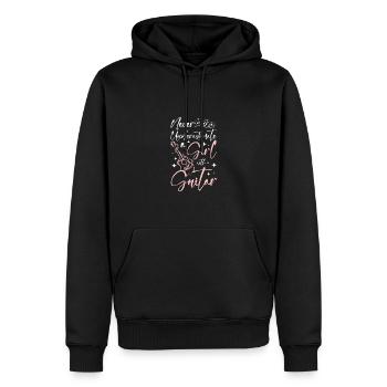 Ne sous-estimez jamais une fille avec une guitare - Sweat à capuche Premium bio Homme - noir - Devant - Nico (187cm)