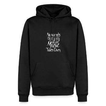 No words needed when music takes over Timpani - Männer Premium Bio Hoodie - Schwarz - Vorne - Nico (187cm)