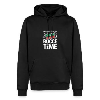 Attrapez vos couilles C’est l’heure de la pétanque - Sweat à capuche Premium bio Homme - noir - Devant - Nico (187cm)