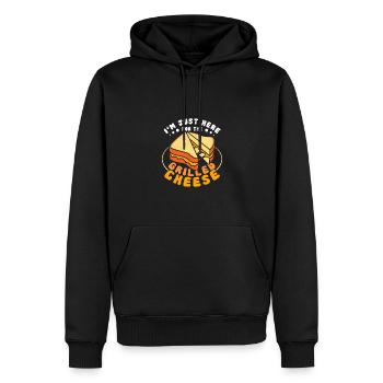 I'm just here for the grilled cheese - Männer Premium Bio Hoodie - Schwarz - Vorne - Nico (187cm)