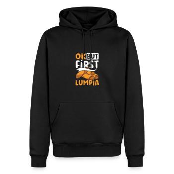 Ok but first lumpia - Men’s Premium Organic Hoodie - black - Front - Nico (187cm)