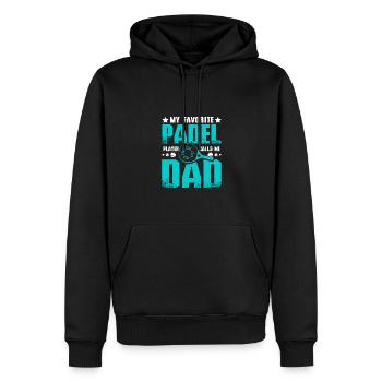 Fête des pères Mon joueur de padel préféré m’appelle papa - Sweat à capuche Premium bio Homme - noir - Devant - Nico (187cm)