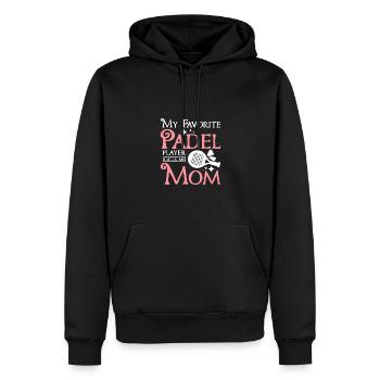 Fête des mères Ma joueuse de padel préférée m’appelle maman - Sweat à capuche Premium bio Homme - noir - Devant - Nico (187cm)
