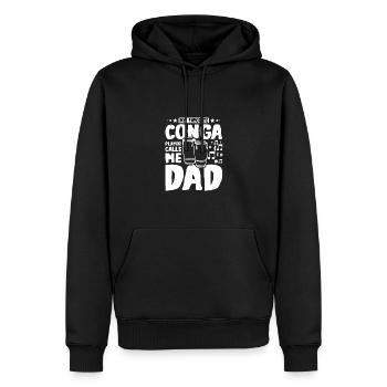 Mon joueur de conga préféré m’appelle papa - Sweat à capuche Premium bio Homme - noir - Devant - Nico (187cm)