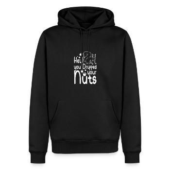 Funny Squirrel hey you dropped your nuts - Männer Premium Bio Hoodie - Schwarz - Vorne - Nico (187cm)