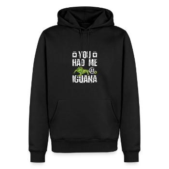 You had me at iguana - Männer Premium Bio Hoodie - Schwarz - Vorne - Nico (187cm)