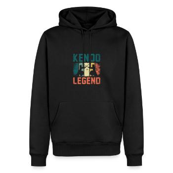 Légende du Kendo - Sweat à capuche Premium bio Homme - noir - Devant - Nico (187cm)