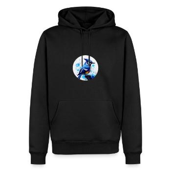 Geai bleu - Sweat à capuche Premium bio Homme - noir - Devant - Nico (187cm)