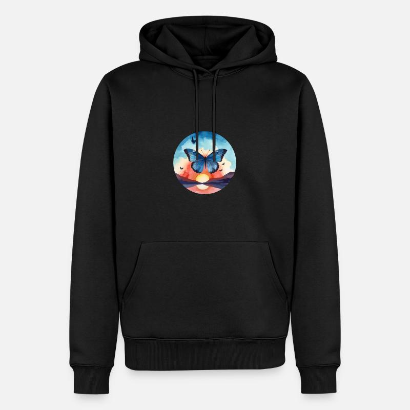 Morpho Papillon Bleu - Sweat à capuche Premium bio Homme - noir