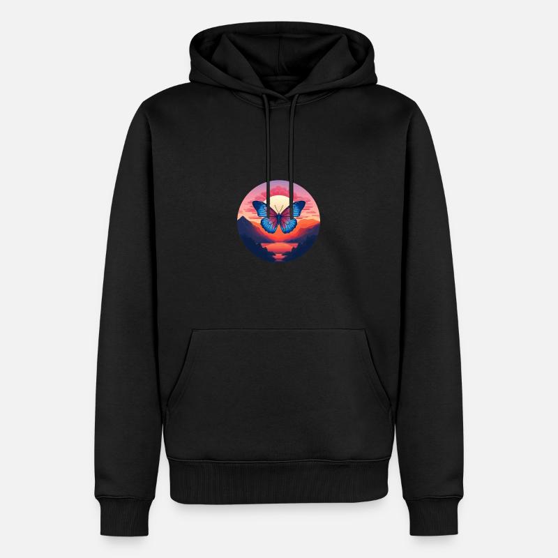 Morpho Papillon Bleu - Sweat à capuche Premium bio Homme - noir