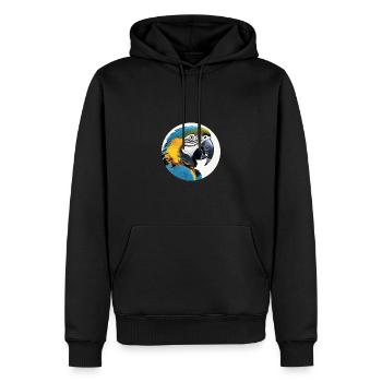 Blau-Gold Ara - Männer Premium Bio Hoodie - Schwarz - Vorne - Nico (187cm)