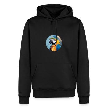 Blau-Gold Ara - Männer Premium Bio Hoodie - Schwarz - Vorne - Nico (187cm)