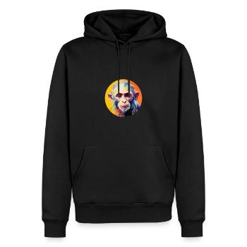 Singes capucins - Sweat à capuche Premium bio Homme - noir - Devant - Nico (187cm)
