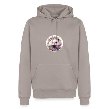 Süßer Igel - Männer Premium Bio Hoodie - Taupe - Vorne - Nico (187cm)