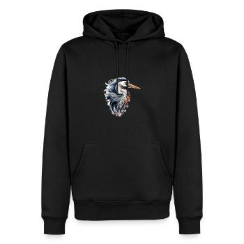 Héron - Sweat à capuche Premium bio Homme - noir - Devant - Nico (187cm)