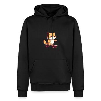 Skateboarder Katze Mädchen Skater - Männer Premium Bio Hoodie - Schwarz - Vorne - Nico (187cm)
